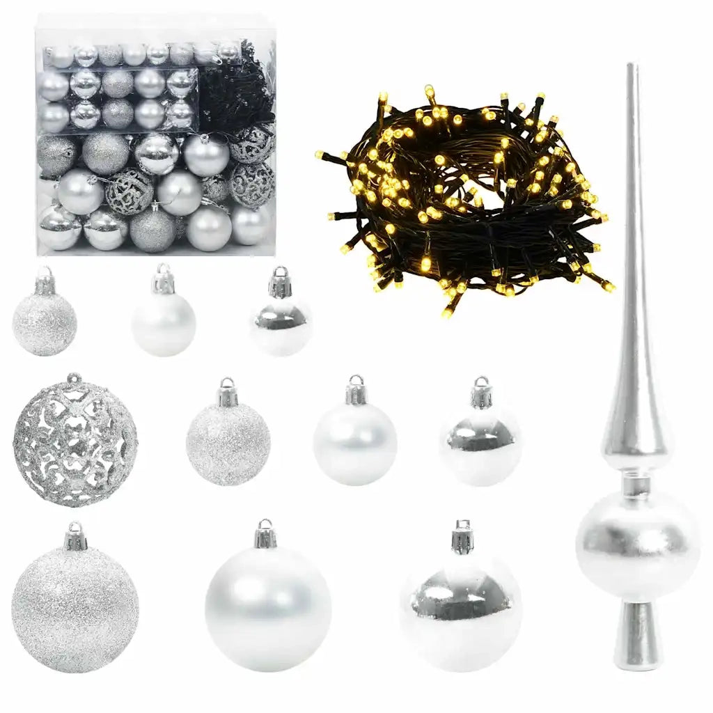 Albero di Natale artificiale con luci integrate Nero 180 cm PVC 3397146