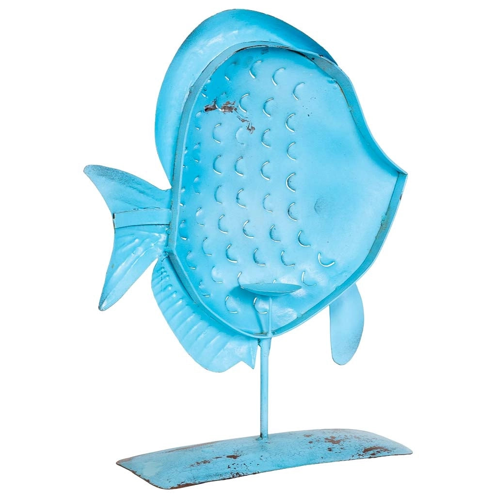 Figura pesce metallo blu 45x15x57h cm