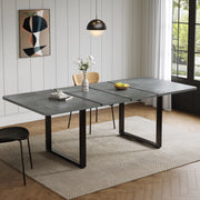 Tavolo da pranzo allungabile a 3 lunghezze 140/180/220x80 cm, grigio, in MDF, per 6-10 persone