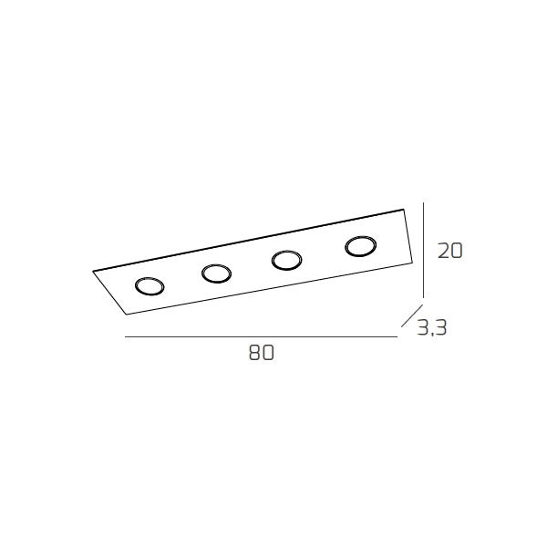 Toplight Plafoniera da soffitto rettangolare 4 luci Path con attacco GX53, struttura colore rosso, design moderno 80x20x3cm