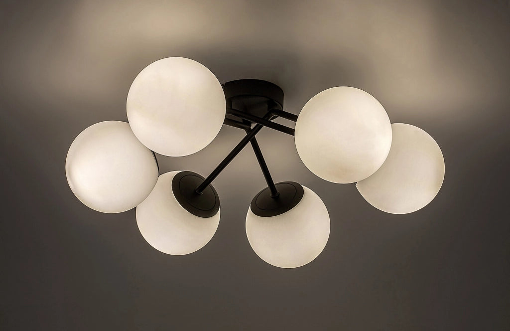 Rabalux Meduza plafoniera nera sfere bianche 6xE14