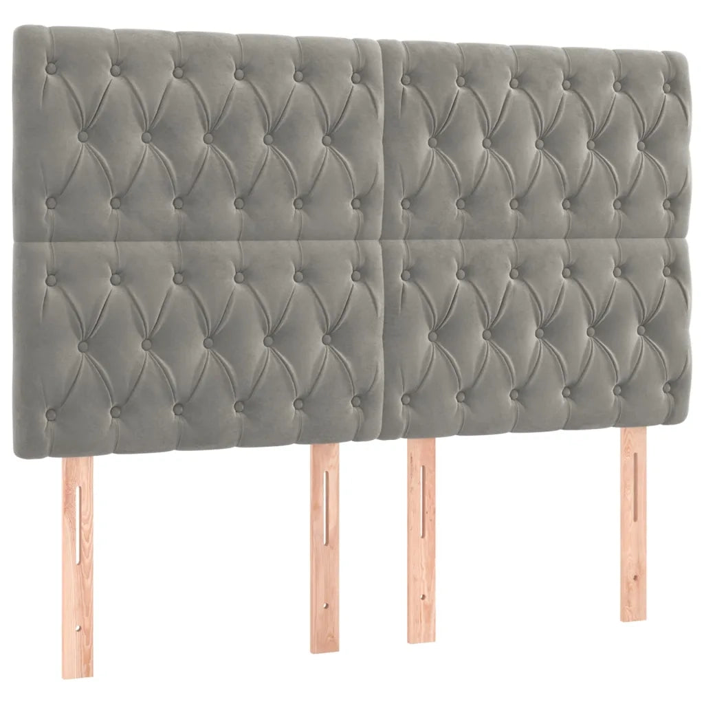 Letto a Molle Materasso e LED Grigio Chiaro 140x200 cm Velluto