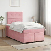 Letto box spring con materasso Rosa 120 x 190 cm Velluto 3453607
