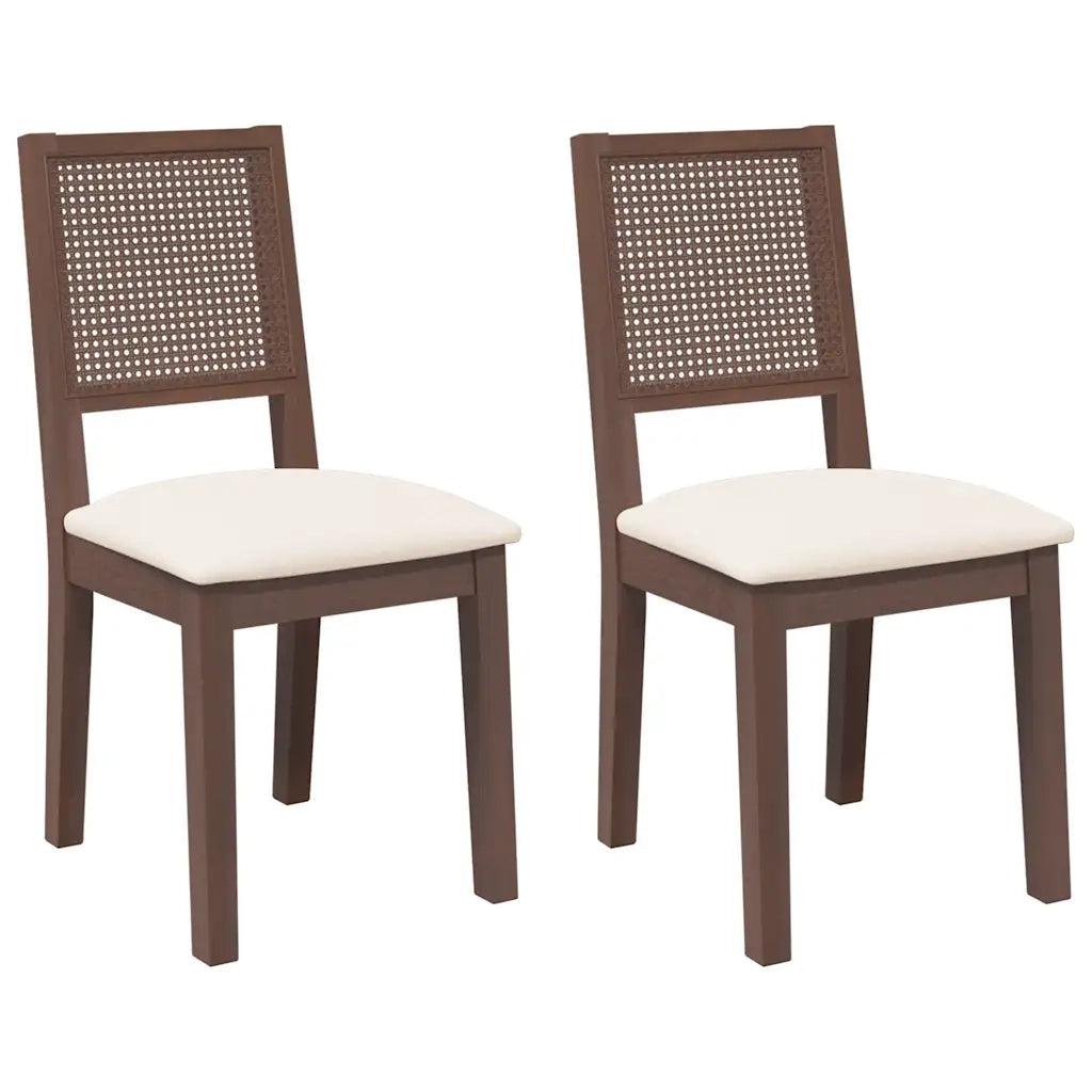 Sedie da Pranzo con Cuscini 2 pz | Sedie da cucina Marrone Legno Massello di Hevea