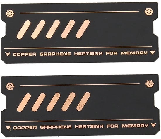 Raffreddamento del modulo di memoria - Pannello di raffreddamento - Raffreddato - Adatto per slot M.2 - Rame/Graphene - 2 pezzi - Facile da utilizzare