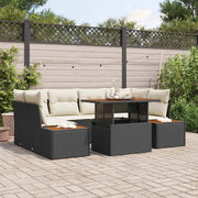 Set da Pranzo per Giardino con cuscino 9 pcs Nero e Beige
