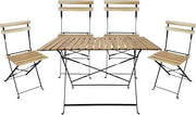Set Tavolo e 4 Sedie Pieghevoli Coco Double in Legno e Metallo Nero
