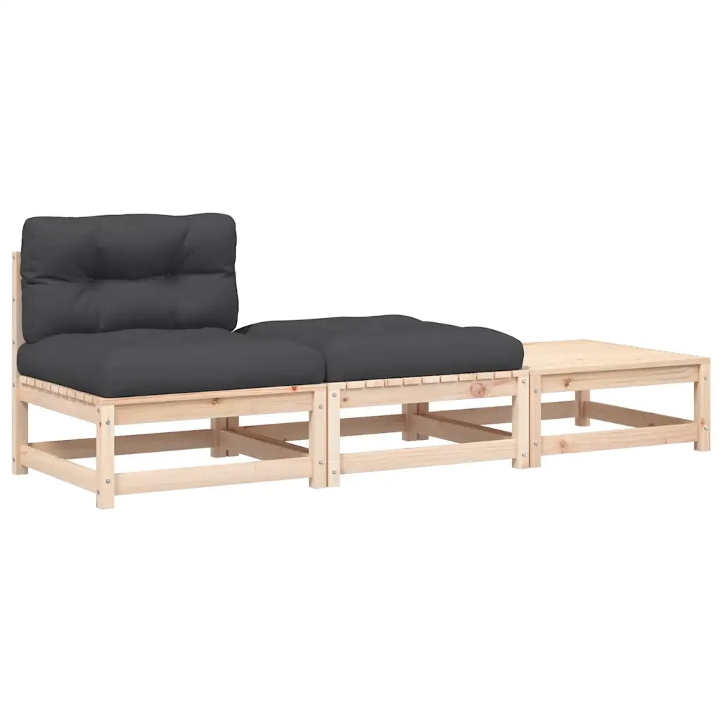 Divano da Giardino Senza Braccioli con Cuscini e Poggiapiedi-Sofa da Giardino-Divano da esterno 640415