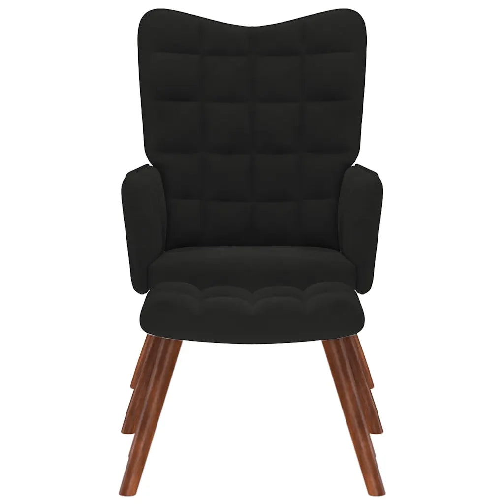 Poltrona Relax | Sedia Relax con Sgabello in Velluto Nero