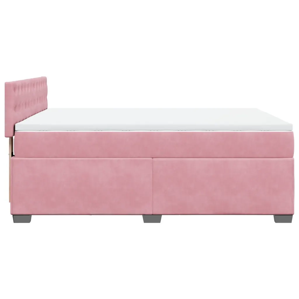 Giroletto a Molle con Materasso Rosa 140x200 cm in Velluto