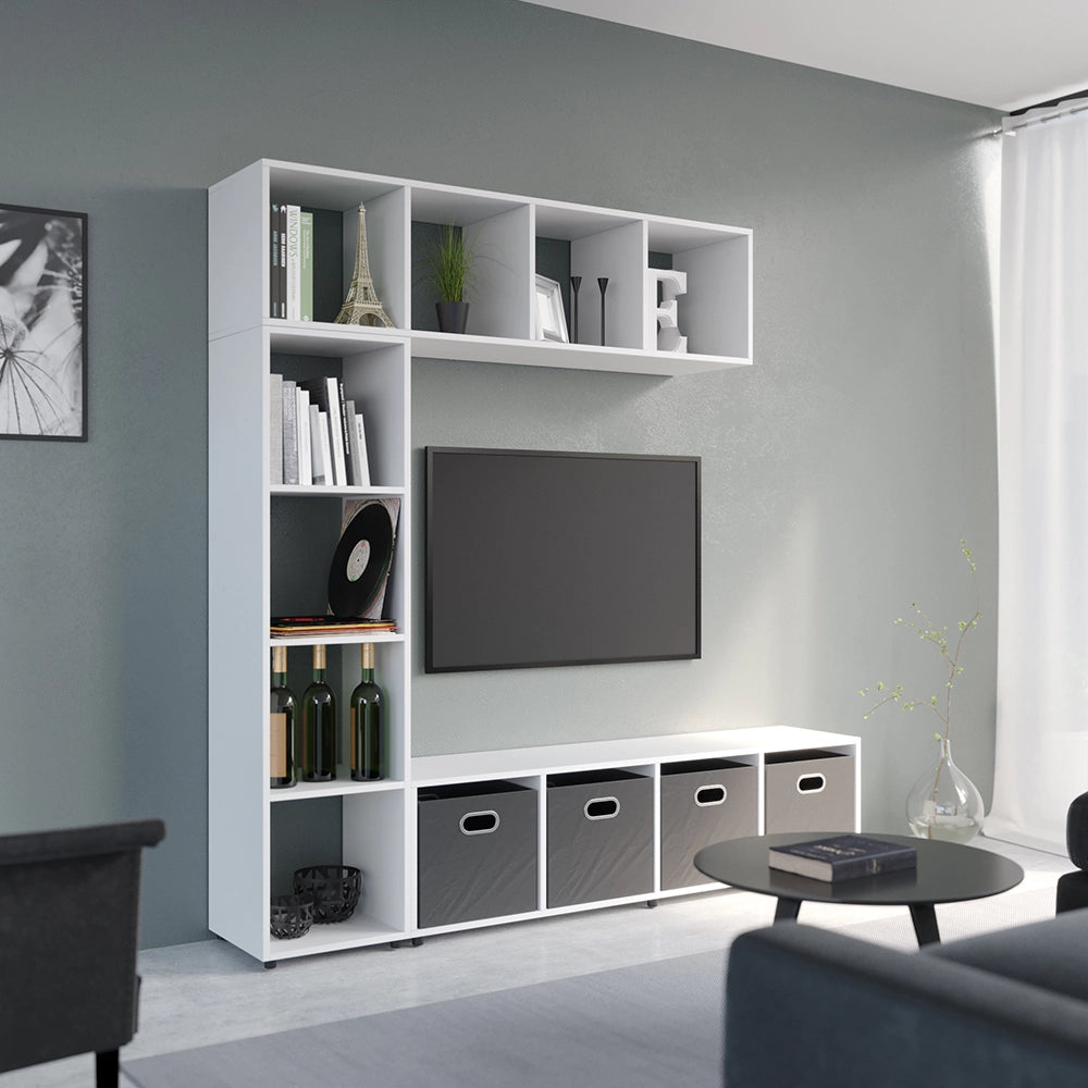 Vicco Divisorio per ambienti Bianco 142.5 x 36.2 cm con 2 scatole pieghevoli