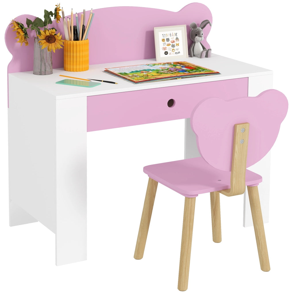 Scrivania Bambini con Sedia e Cassetto ¨C zephmum ¨C Rosa