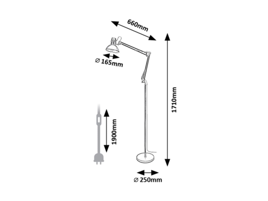 Lampada da terra regolabile E27 40W crema/oro Rabalux