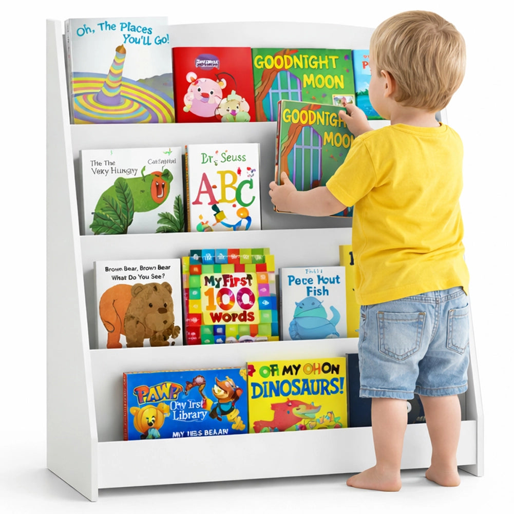 Libreria Montessoriana per Bambini 80x30x88 cm Scaffale in Legno Bianco