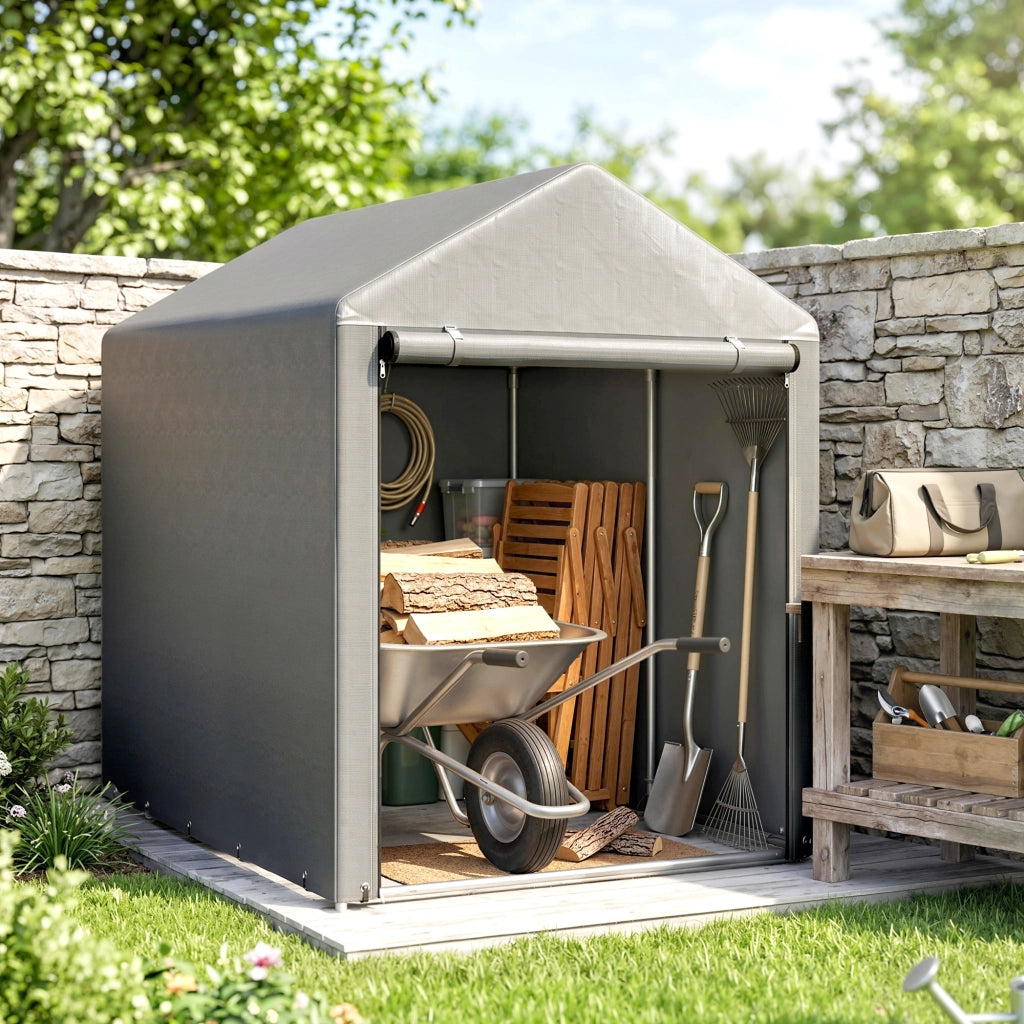 Tenda da Giardino per Biciclette ¨C Xylo ¨C 1,2x1,8x1,65 m Grigio Chiaro Impermeabile Anti-UV