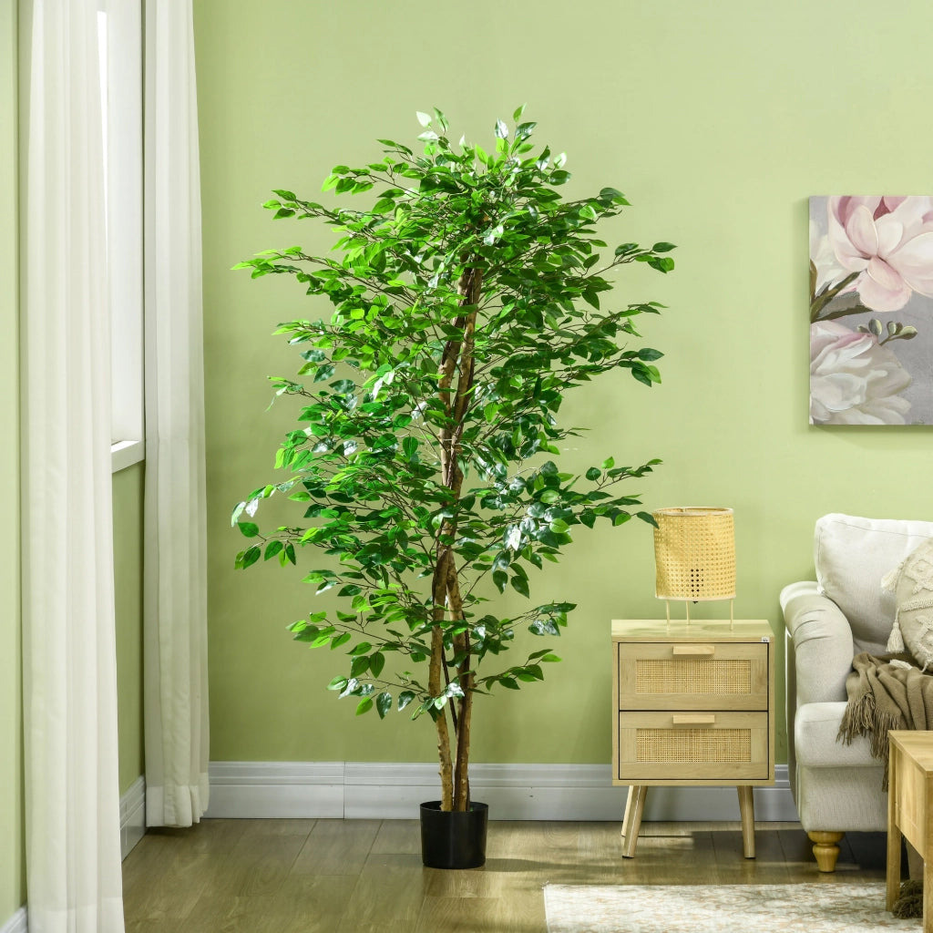 Pianta Ficus Artificiale ¨C Minimal ¨C Verde 180 cm Vaso Metallo