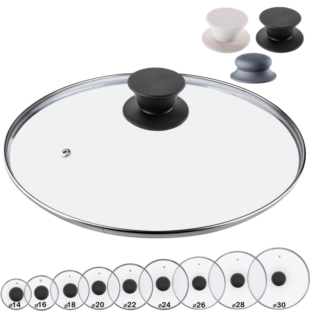 Coperchio in vetro KADAX da 28 cm, universale, resistente al calore, per pentole e padelle.