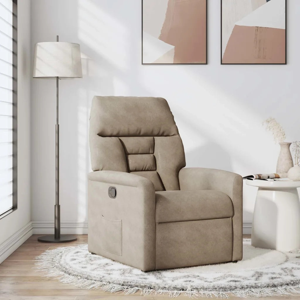 Poltrona Reclinabile Tortora in Tessuto di Microfibra 4015563