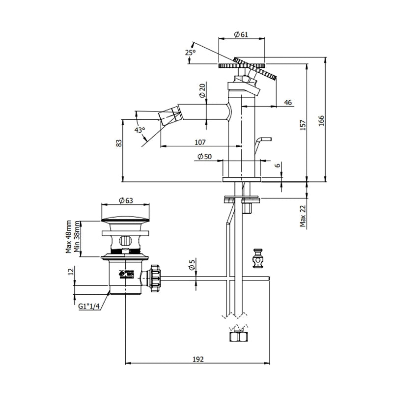 Miscelatore bidet con scarico - serie Chrono