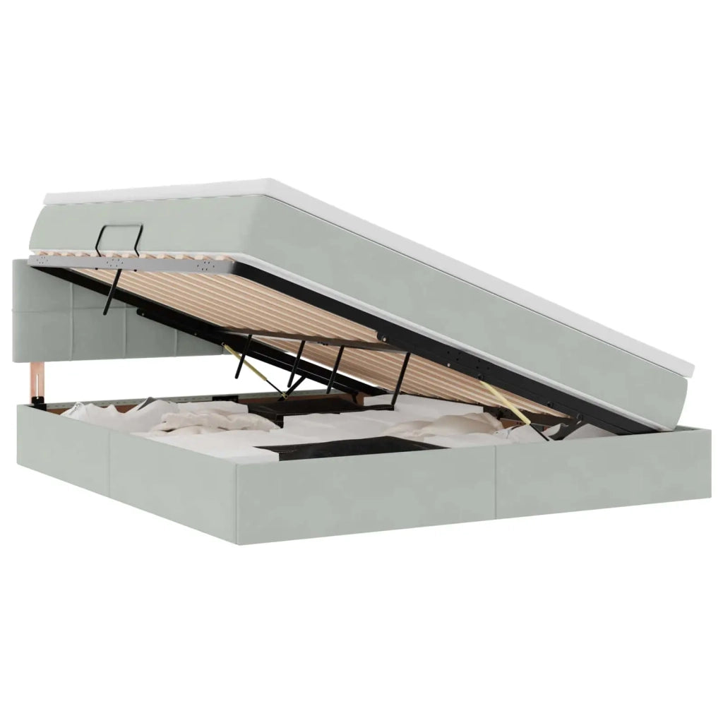 Letto con Contenitore Grigio chiaro 160 x 200 cm Velluto