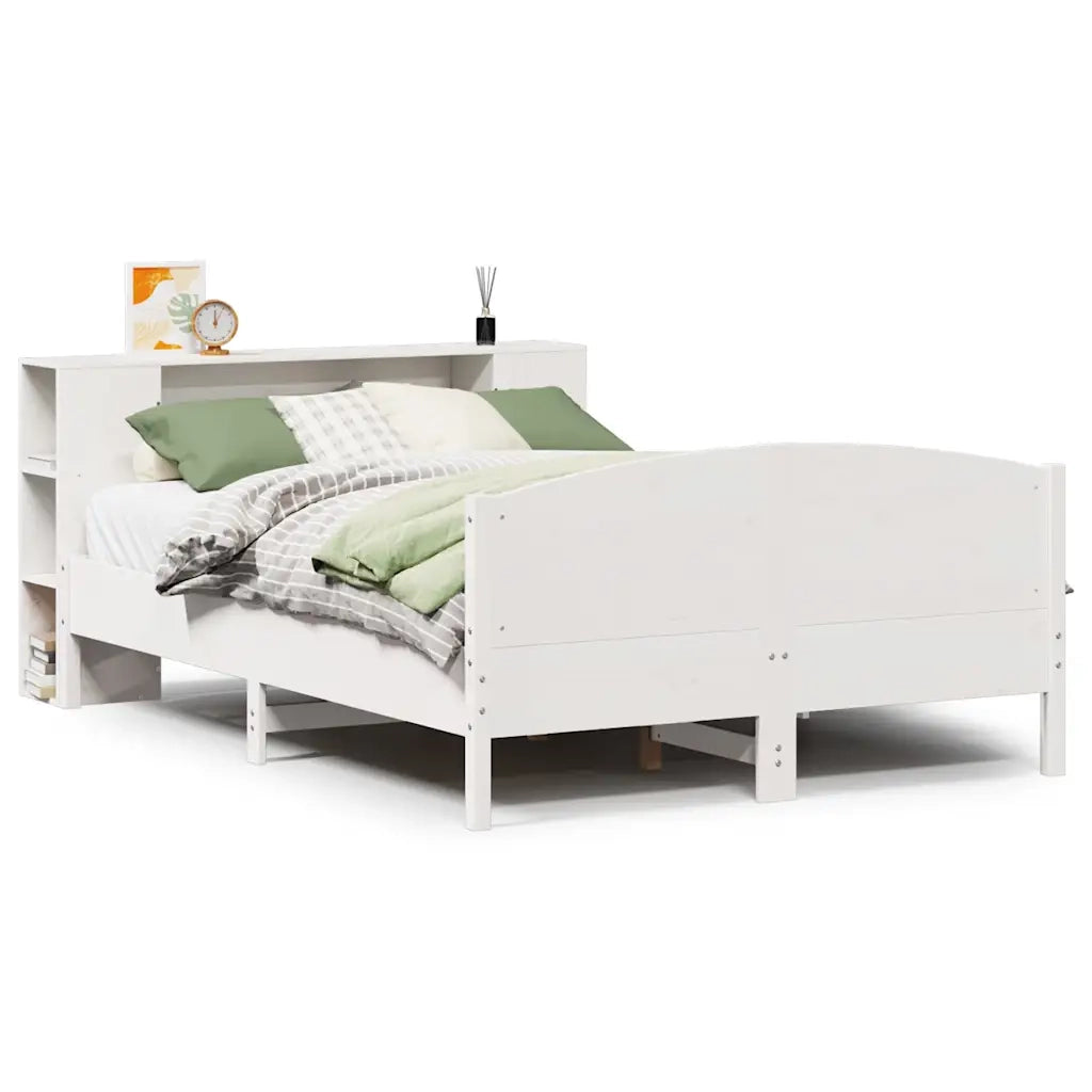Letto Libreria senza Materasso Bianco 150x200 cm Legno di Pino 3323063