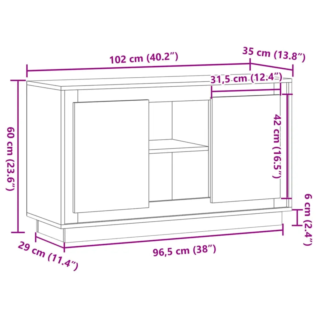 Credenza | Madia | Buffet da pranzo | Armadio da pranzo Artisan Rovere 102x35x55 cm Legno ingegnerizzato