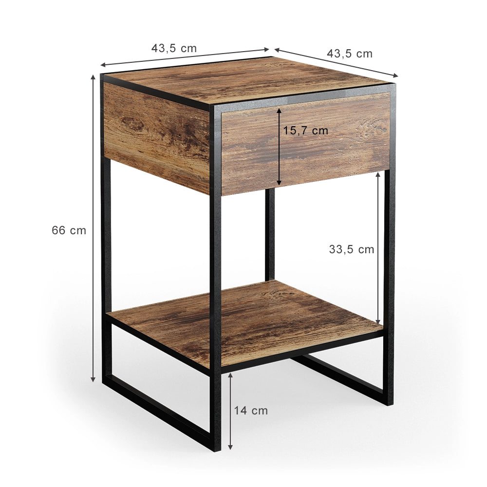 Vicco Comodini camera da letto Legno antico 43.5 x 66 cm Set di 2