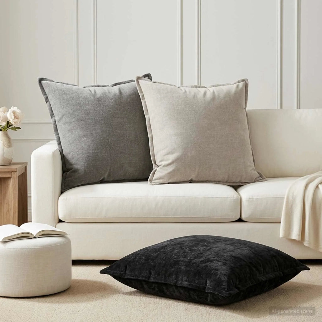 Federa 6 pz HOUTEN Grigio Chiaro 80 x 80 cm Tessuto Chenille 921680
