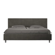 BS COM Letto senza rete imbottito 180x200 microfibra grigio