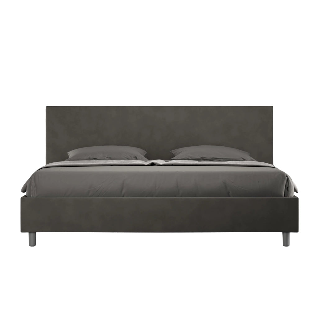 BS COM Letto senza rete imbottito 180x200 microfibra grigio