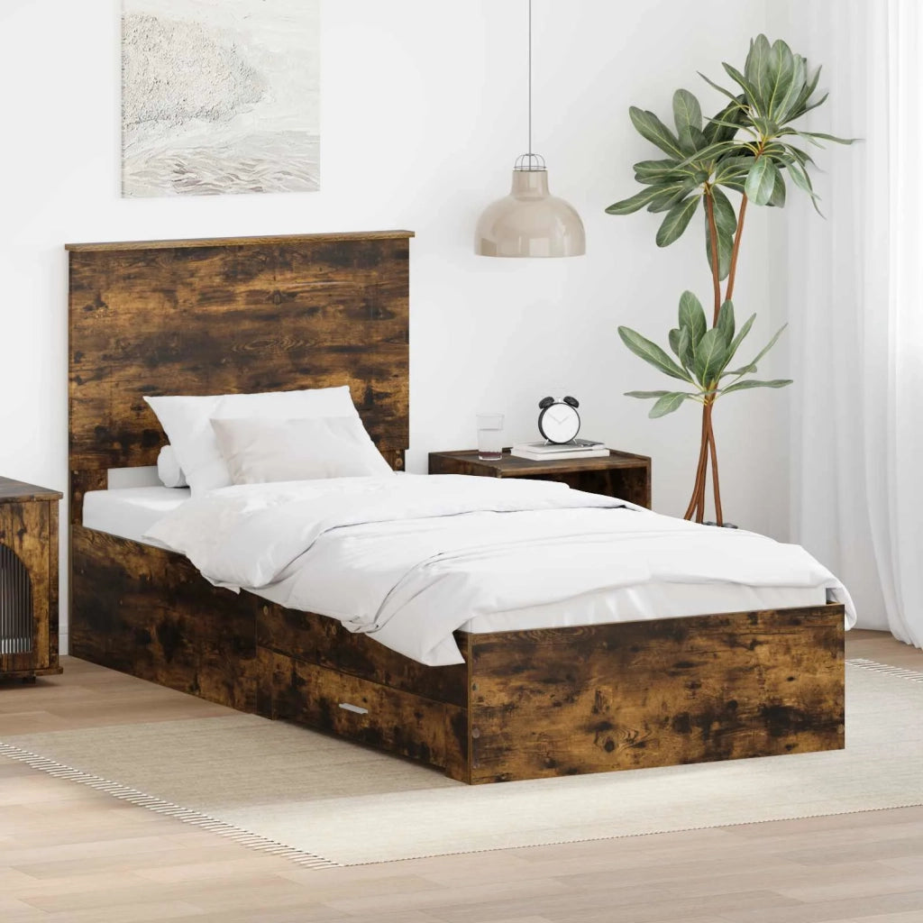 Struttura del letto Rovere Affumicato e Argento 75 x 190 cm