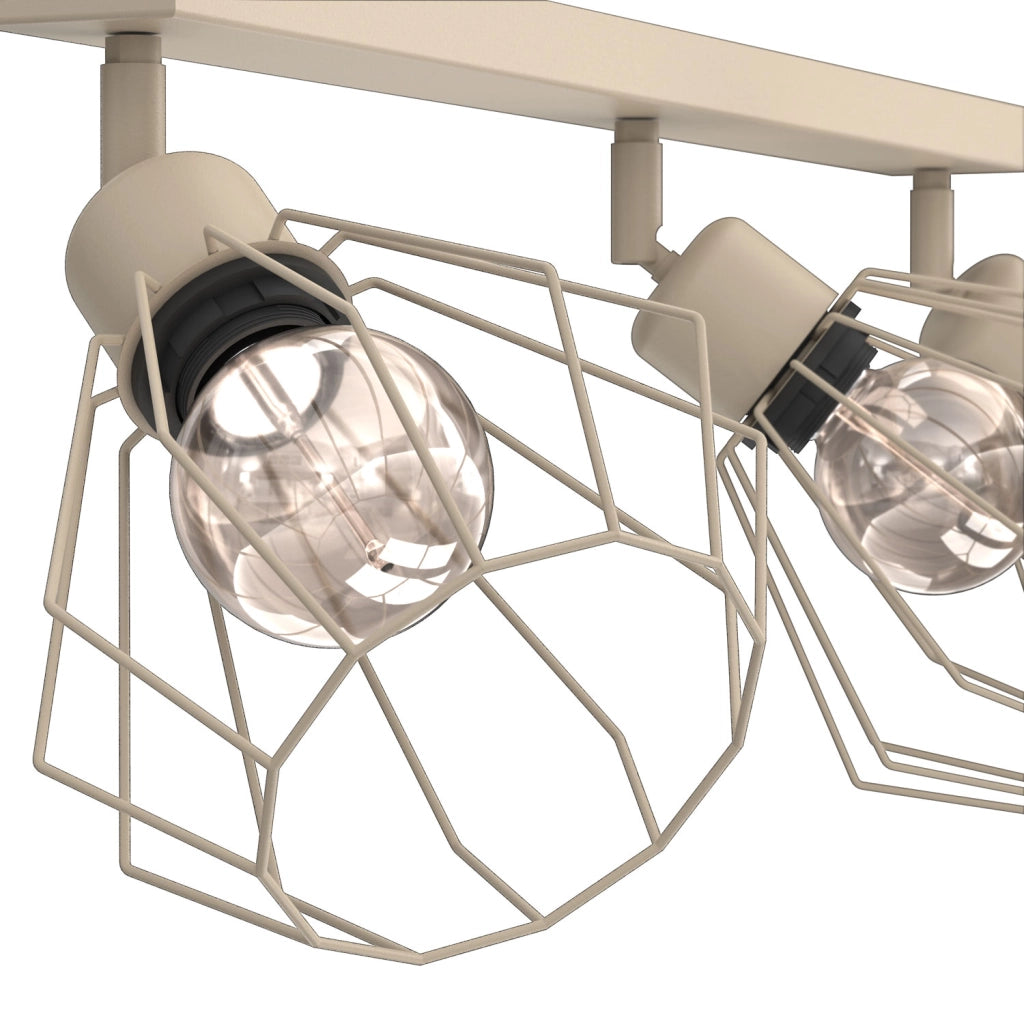 Lampada soffitto Parkla 3 luci beige metallo E27 Luminex