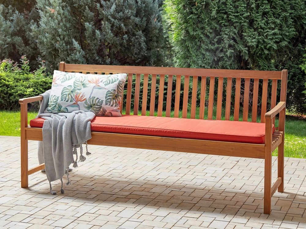 Cuscino per panca da giardino impermeabile rosso mattone 169 x 50 cm materiale impermeabile