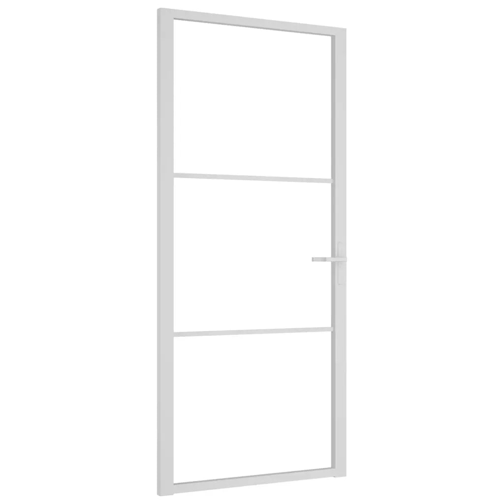 Porta Interna 93x201,5 cm Bianca in Vetro ESG e Alluminio 350570