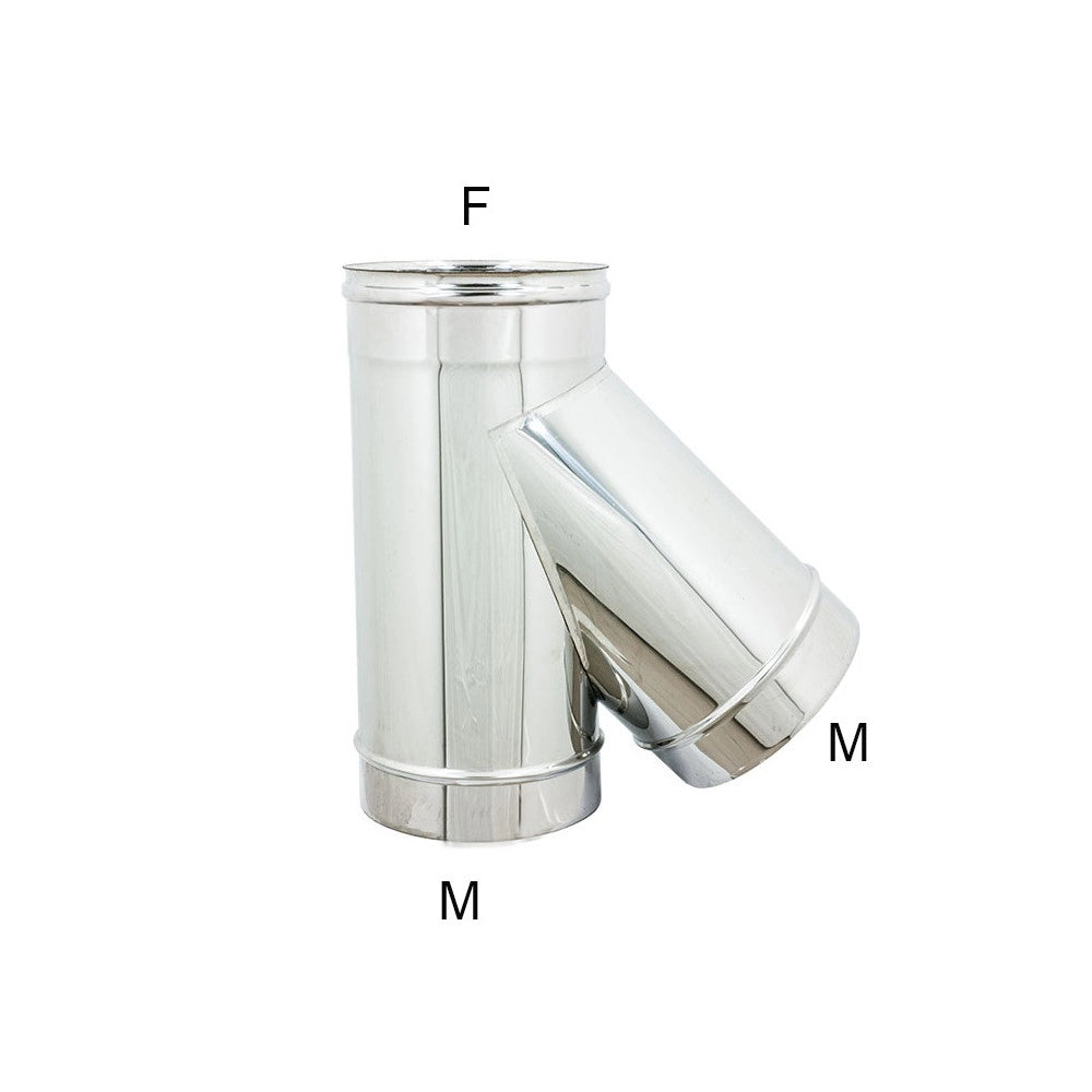 Raccordo inox a y braga a 135° mf da 80mm codino m aisi 304