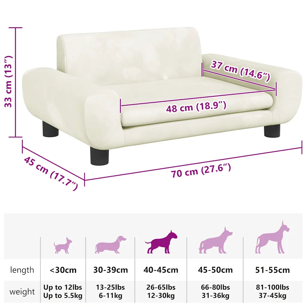 Lettino per Cani Crema 70x45x33 cm in Velluto 171994