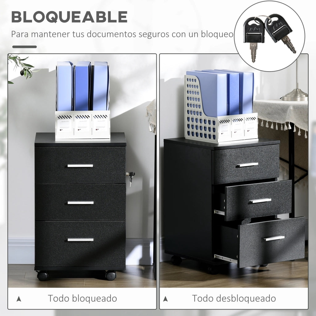 Cassettiera con ruote ¨C Minimal ¨C Nero 40x40x61,5 cm
