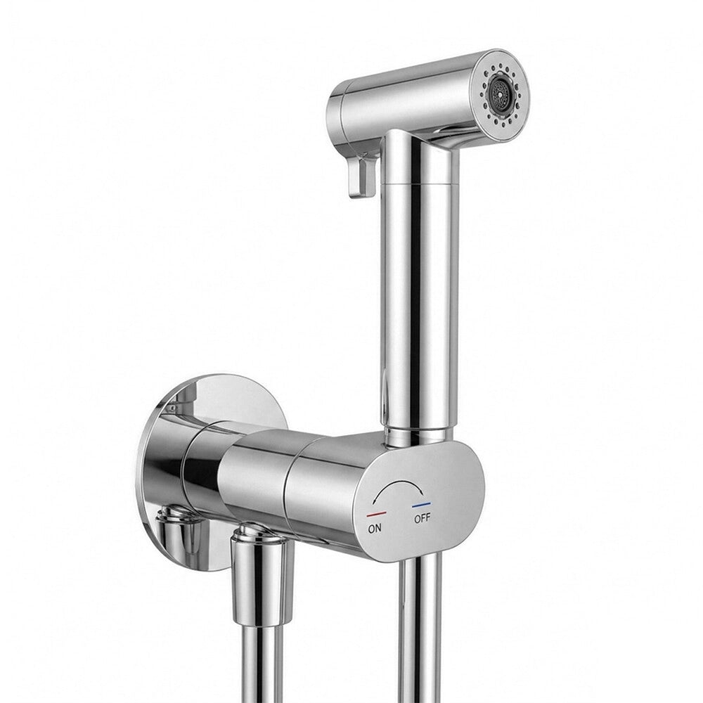 Idroscopino per wc e bidet cromo tondo con miscelatore e flex da 120 cm