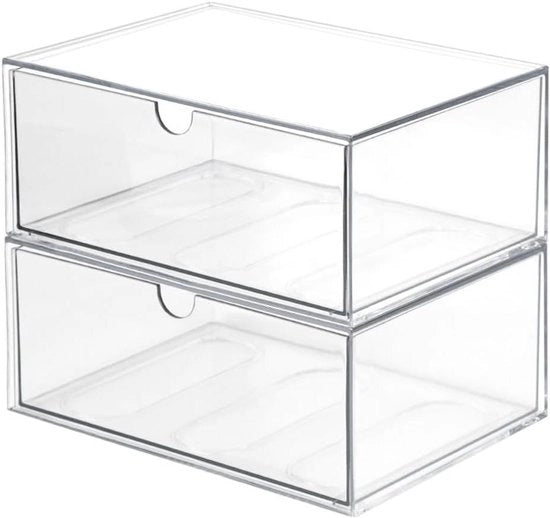 Organizzatore premium per cosmetici e accessori con supporto in acrilato trasparente. Set da 2 pezzi.