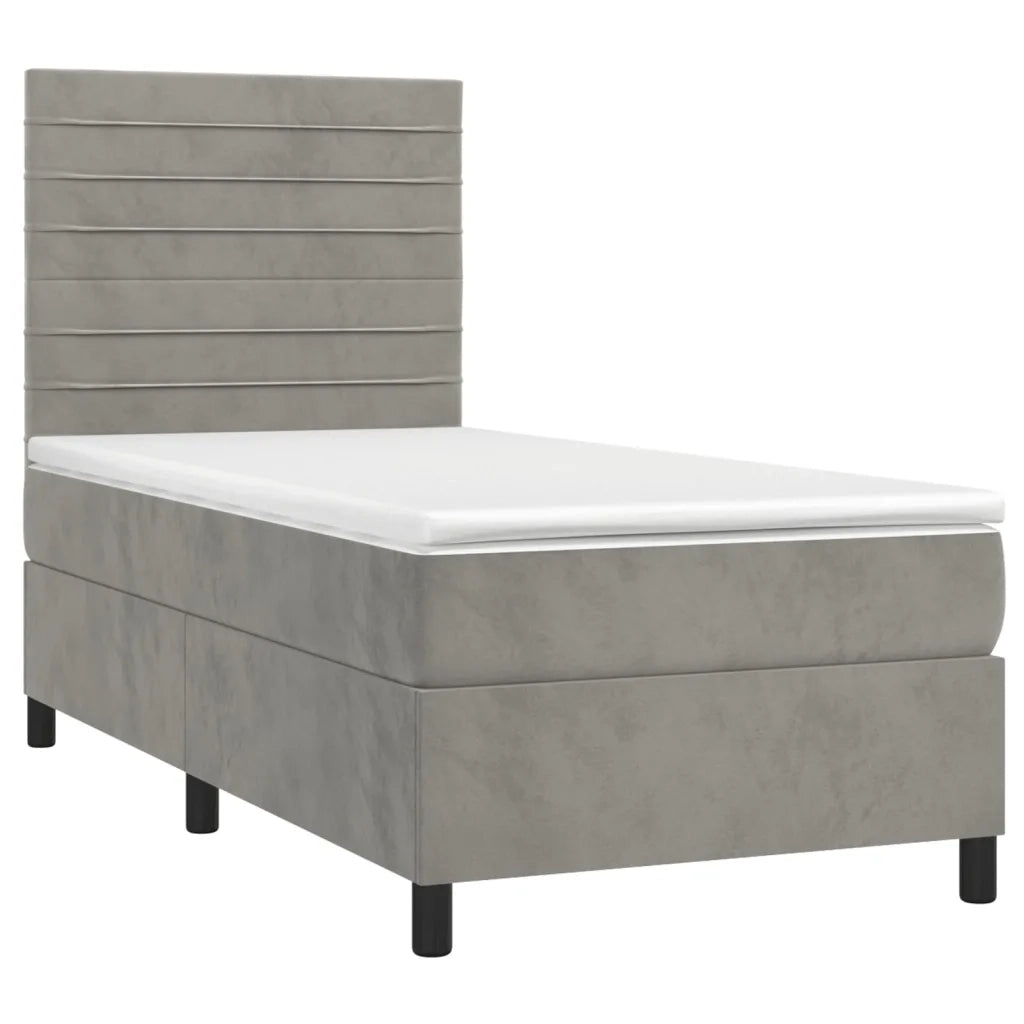 Giroletto a Molle con Materasso-Struttura Letto Grigio Chiaro 80x200 cm Velluto 403439