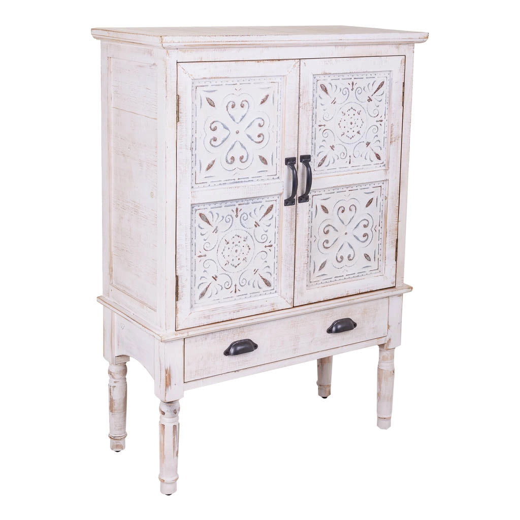 Mobile in legno intagliato bianco 80x36x110h