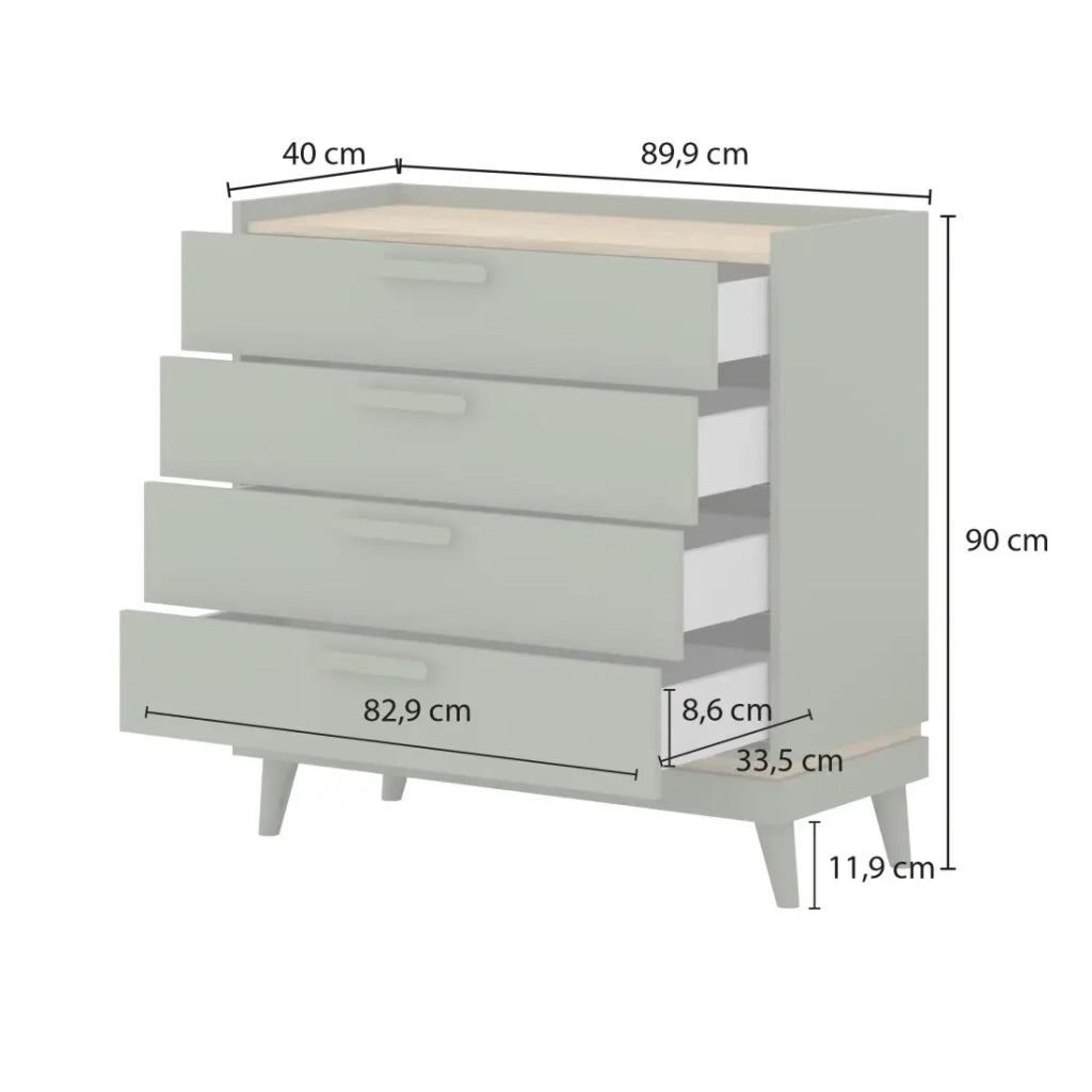 Cassettiera NOKI – Rovere chiaro e moka – 3 cassetti stile scandinavo