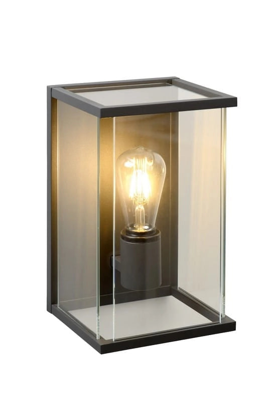 Applique esterna Lucide Claire LED E27 IP54 nera vetro
