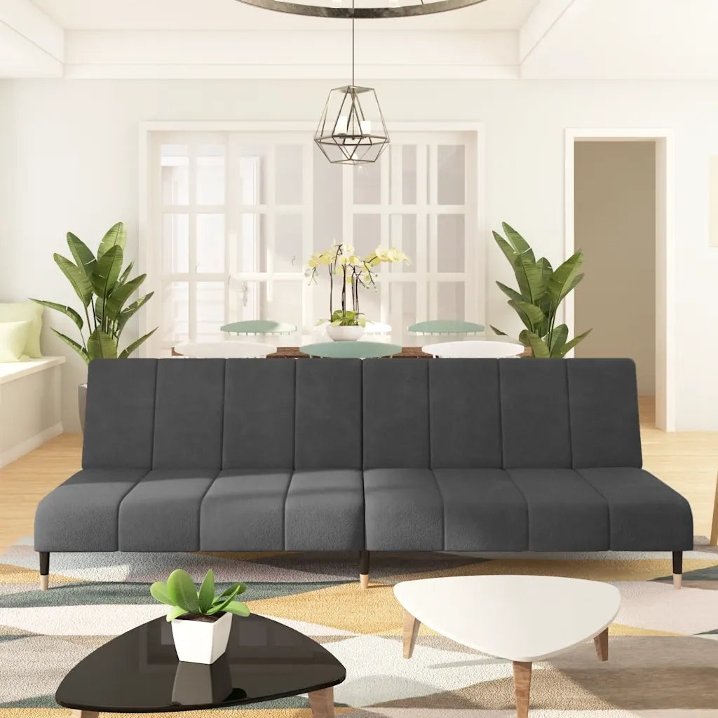 Divano Letto a 2 Posti-Sofa Letto 2 Posti-Daybed Grigio Scuro in Velluto 905076