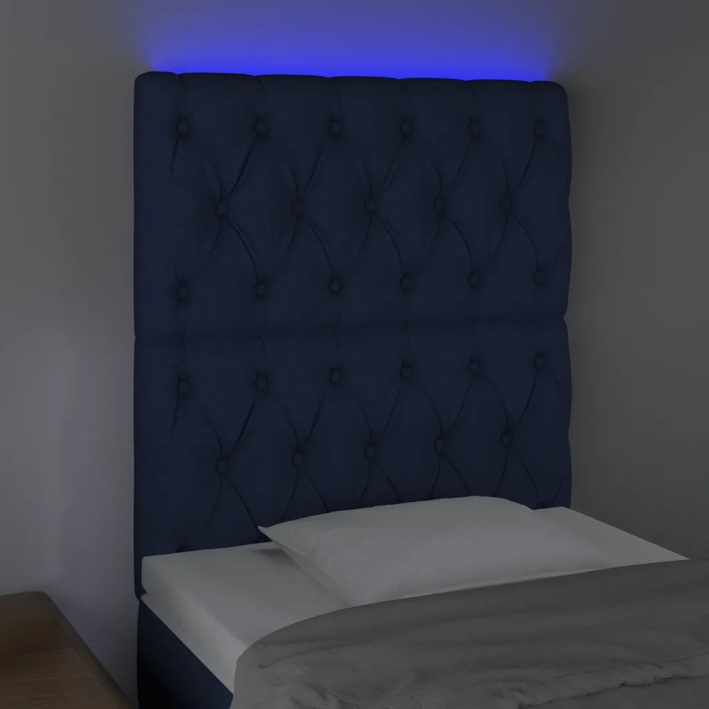 Testiera a LED-Testata con LED Blu 80x7x118/128 cm in Tessuto