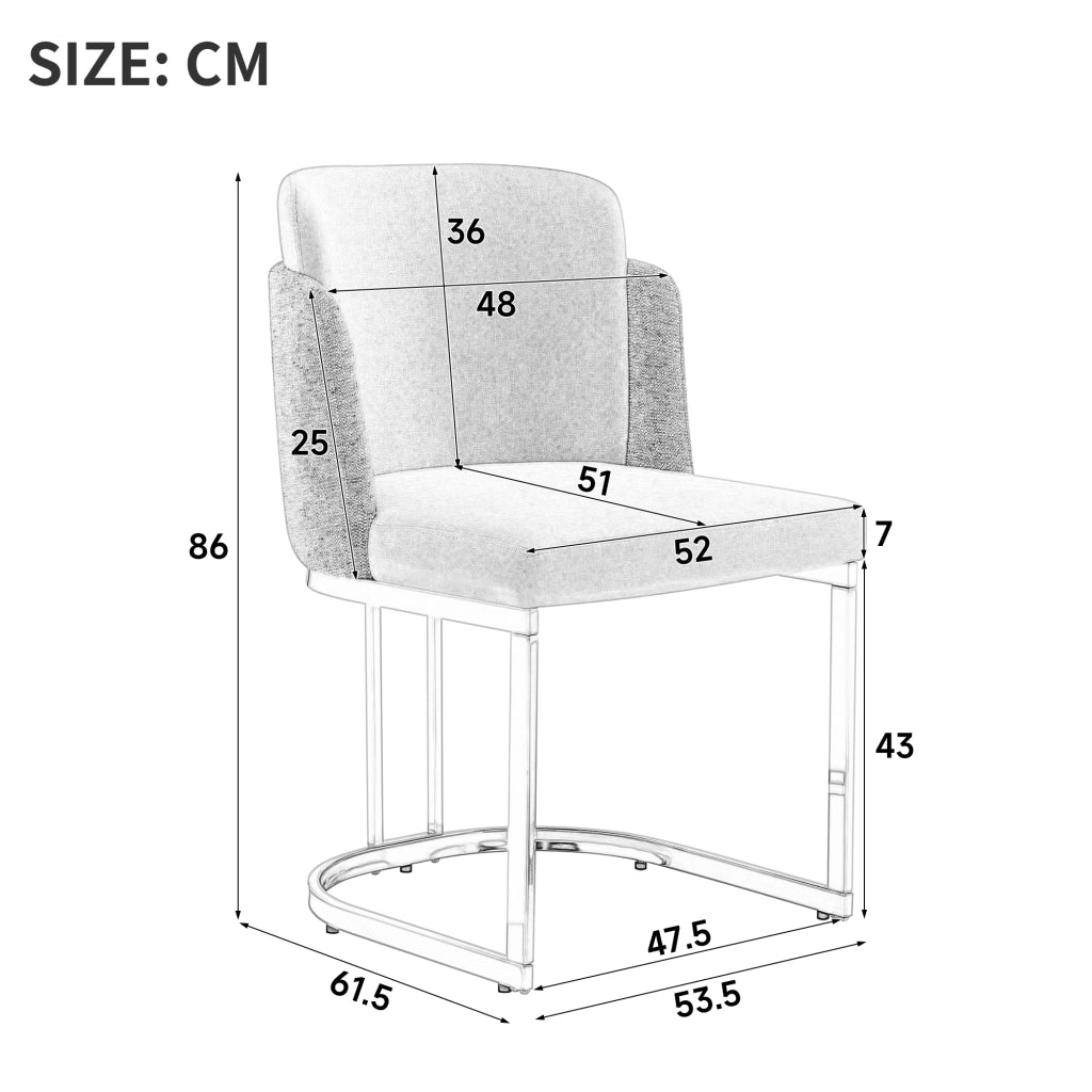 SEDIA da pranzo moderna Set da 2 pezzi in chenille beige e oro