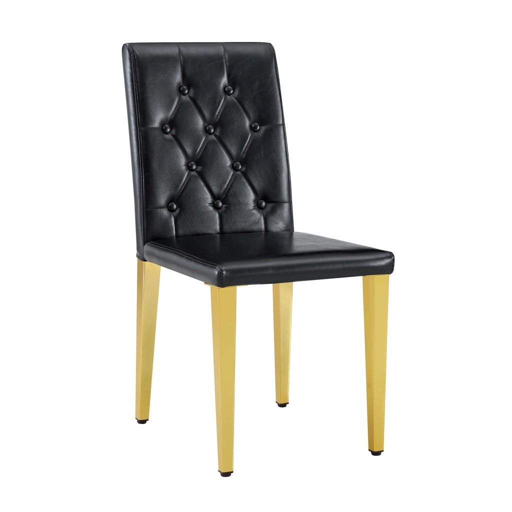 Set di 4 sedie da pranzo nere - Zephmum- Gambe in metallo oro lucido