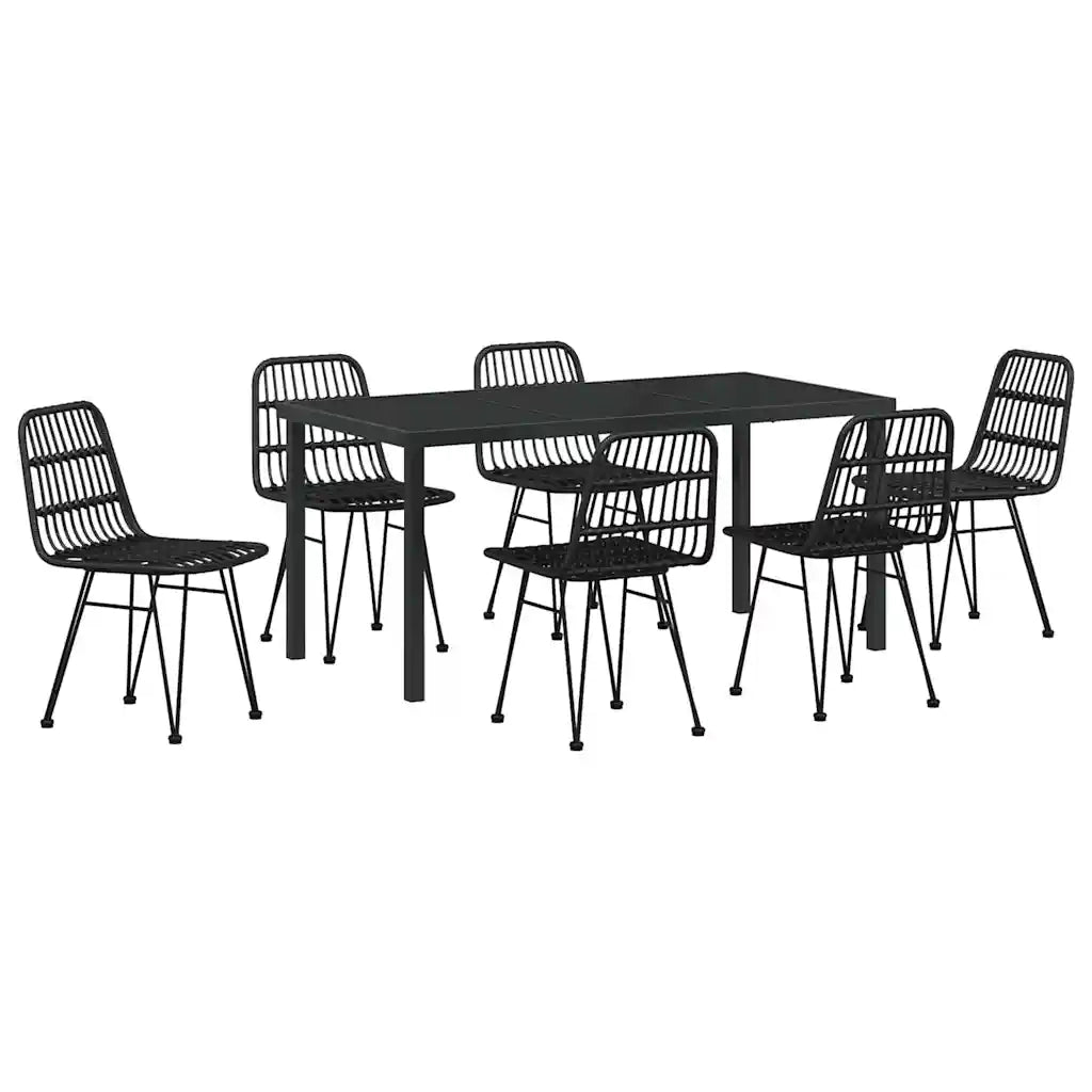 Set da Pranzo per Giardino 7 pcs Nero