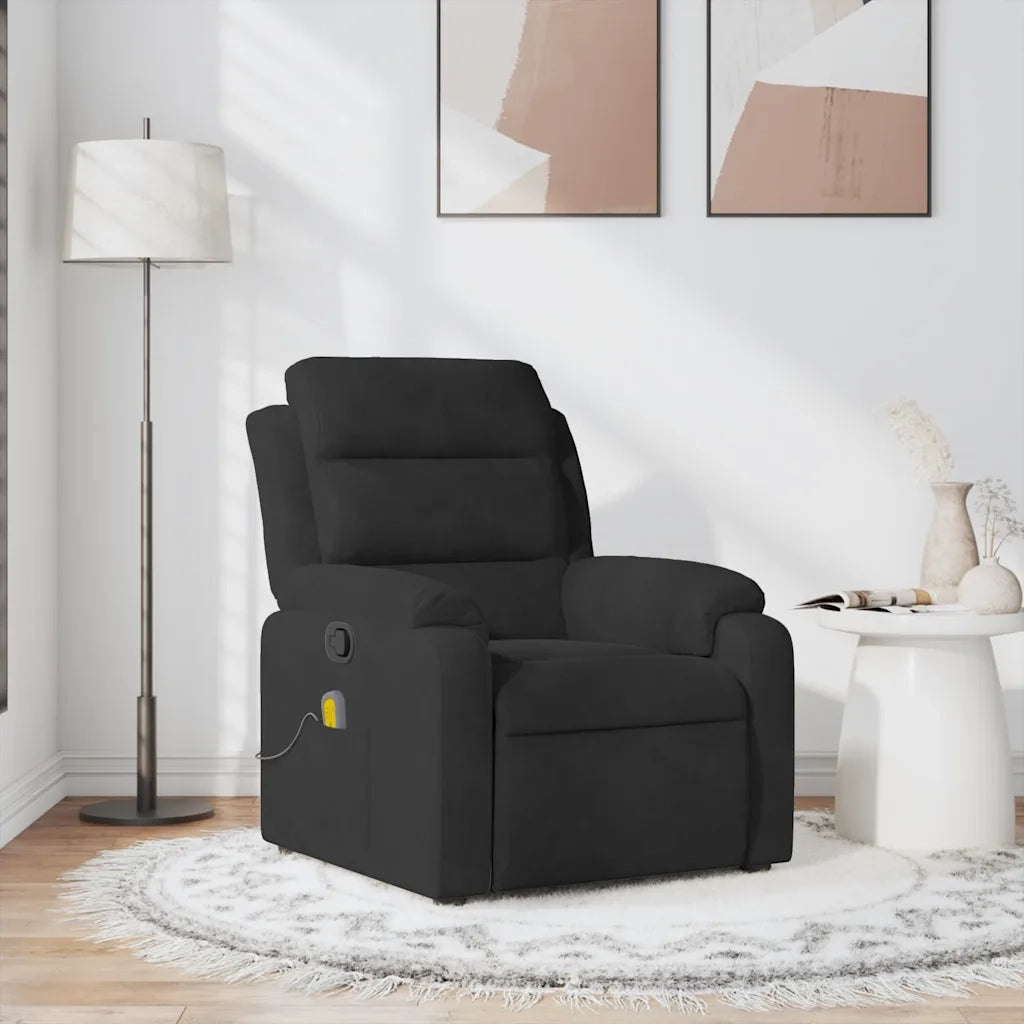 Poltrona Massaggiante | Sedia Relax Reclinabile Nera in Velluto