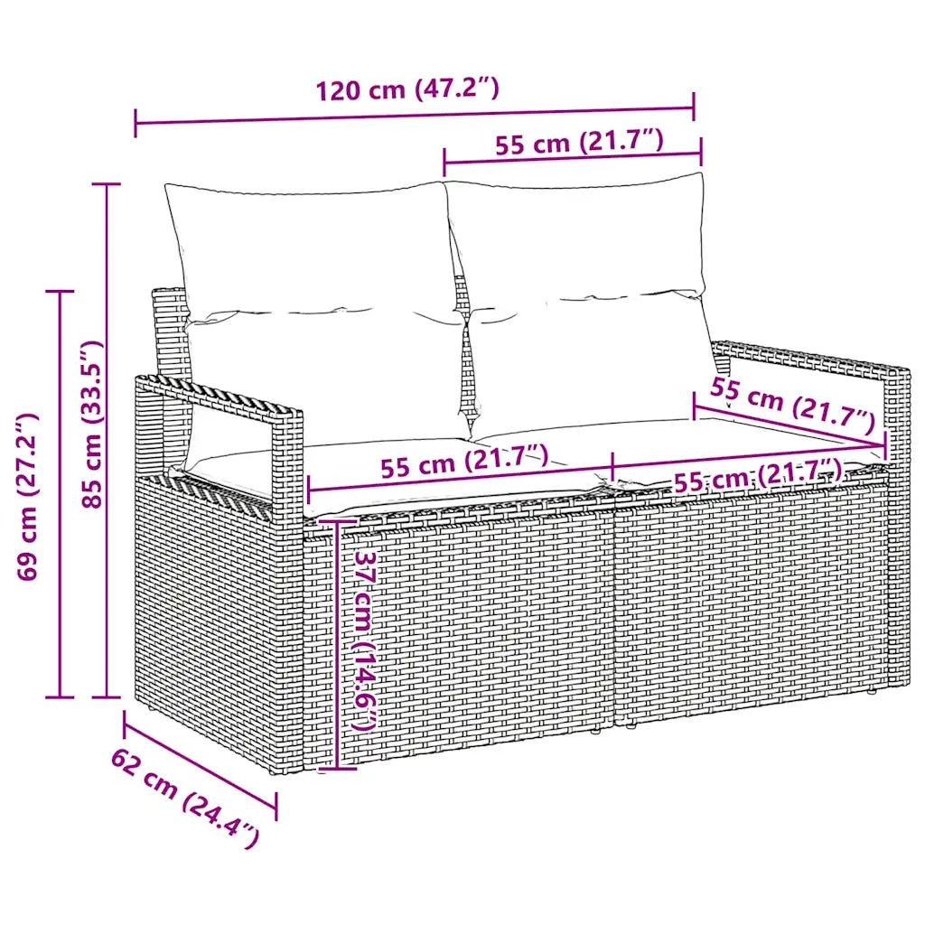 Set di divani con cuscino 10 pcs Marrone polyrattan 3346548